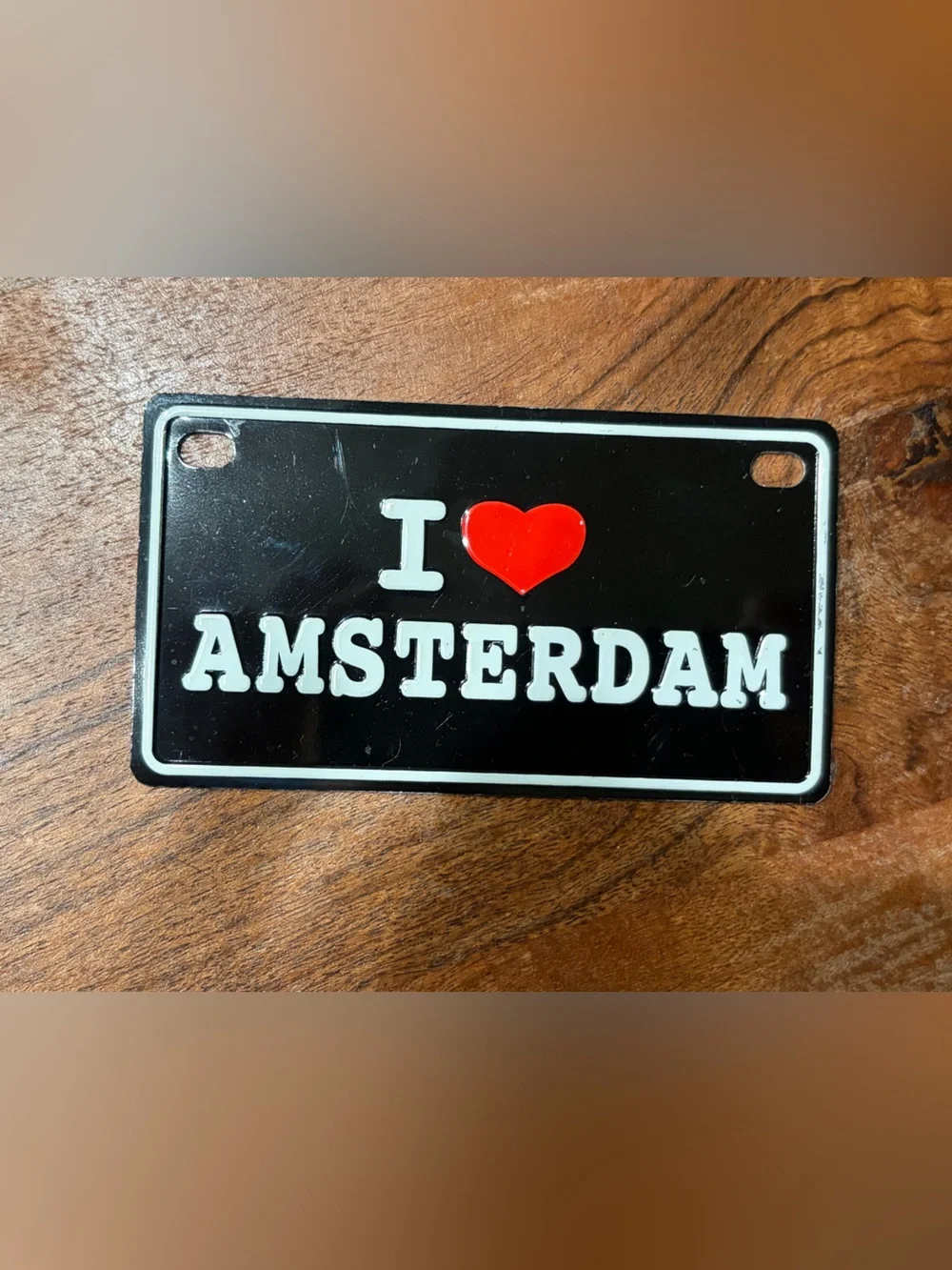 I ❤️ Amsterdam Mini Metal License Plate Sign – Netherlands Souvenir Decor